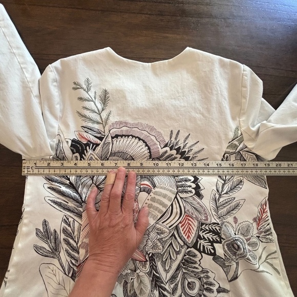 Chico's lined floral print wide 3/4 sleeve open front jacket us size 8/10 - Picture 13 of 15